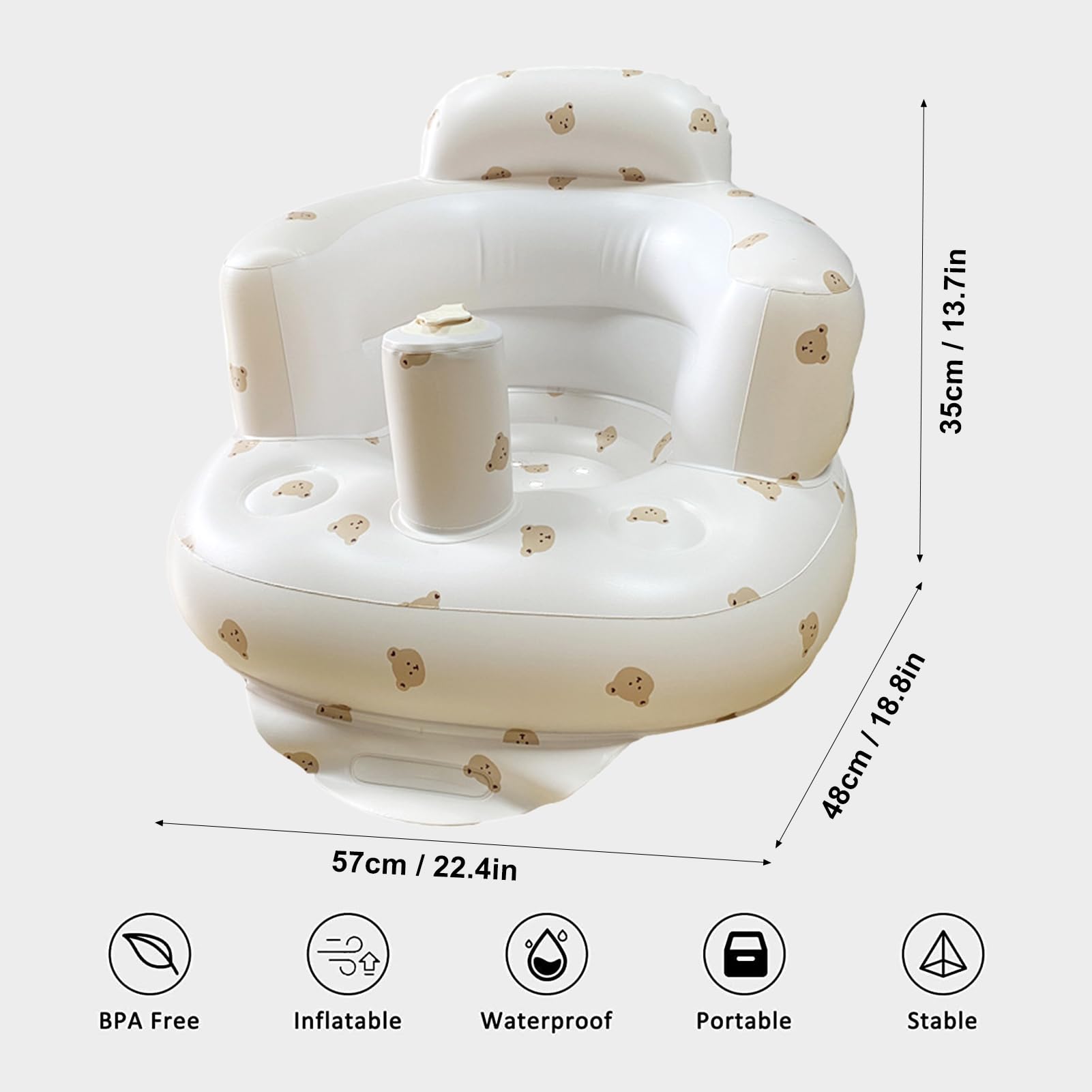 Baby Inflatable Seat with Air Pump for Babies 3 Months and Up, Toddler Sofa Chair Baby Shower Chair Floor Seater - Image 3