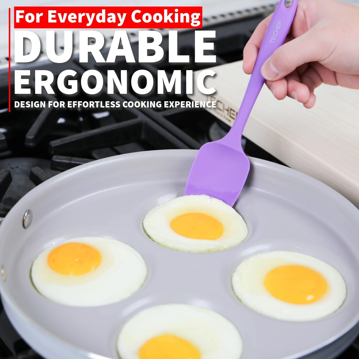 TECHEF – Pastel Mini Spoonula: Silicone Spoon Spatula – Heat-Resistant, Nonstick & BPA-Free Kitchen Utensil for Mixing, Baking & Cooking – Seamless, Dishwasher Safe, Made in Korea (Purple)