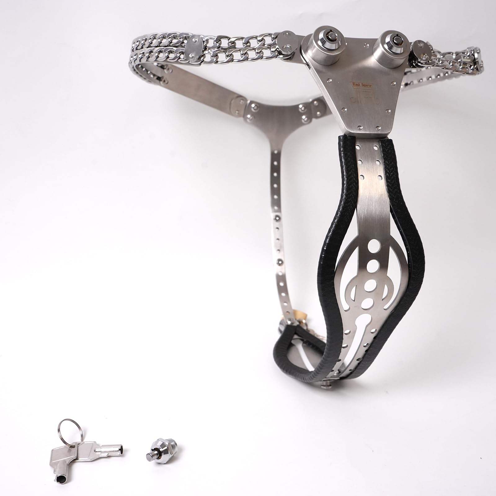 Edelstahl Keuschheitsgürtel Schwarz für Frauen BDSM Verstellbarer 65-95cm