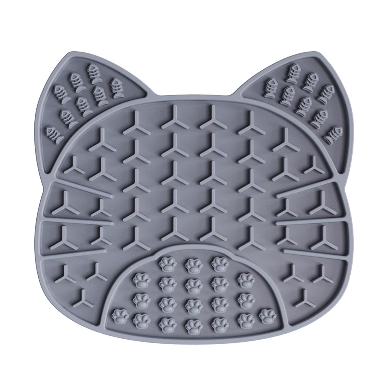 Lick Mat for Cats, Silicone Dog Lick Mat with Suction Cups for Anxiety Relief, Bathing, Grooming and Training(Grey, 18X16CM)