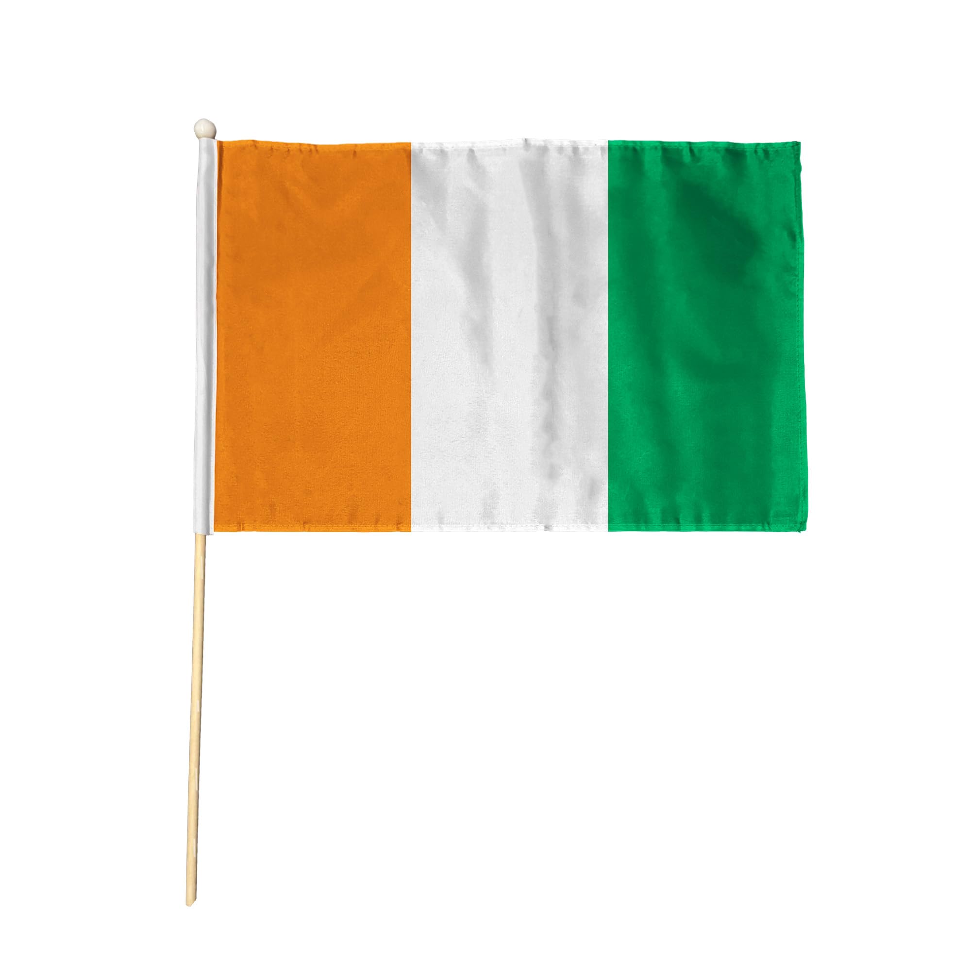 Flagtex Ivory Coast Pack of 12 Hand Waving Flag (9x6 Inch) - Premium Wooden Stick Hand Flag Natural Wood Pole Cote d'Ivoire National Flag Events Celebrations Sports Cultural Festivals