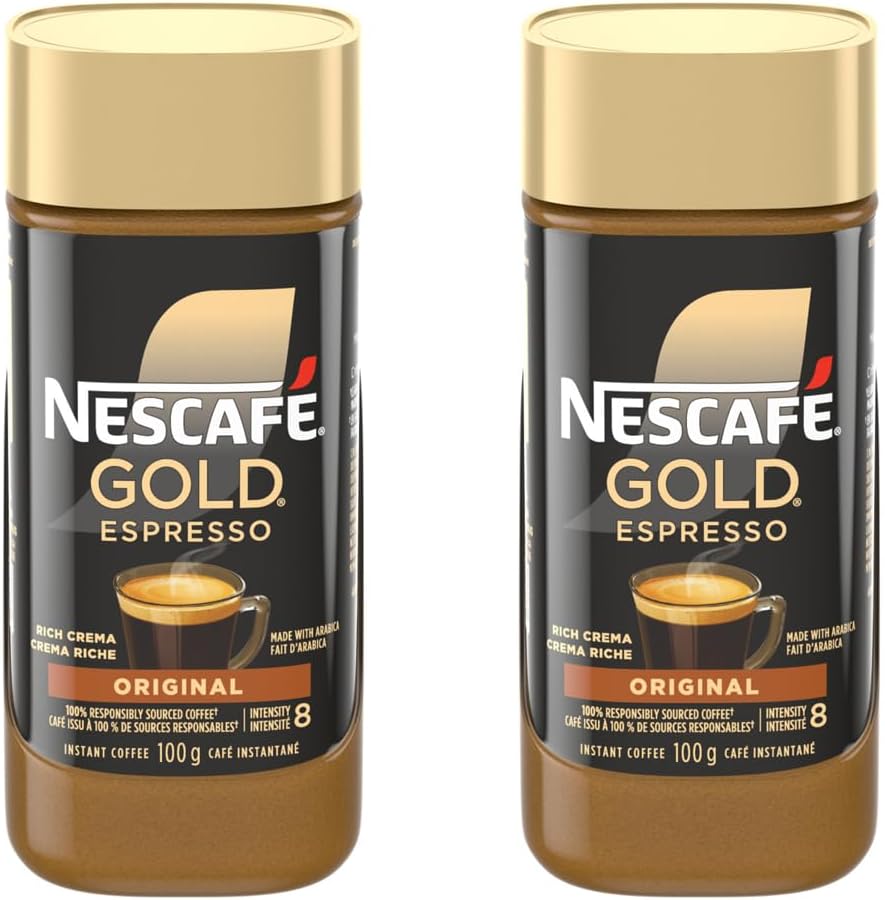 NESCAFÉ Nescafe Gold Espresso Instant Coffee, 100G/3.5oz, Jar (Pack of 2), {Imported From Canad}