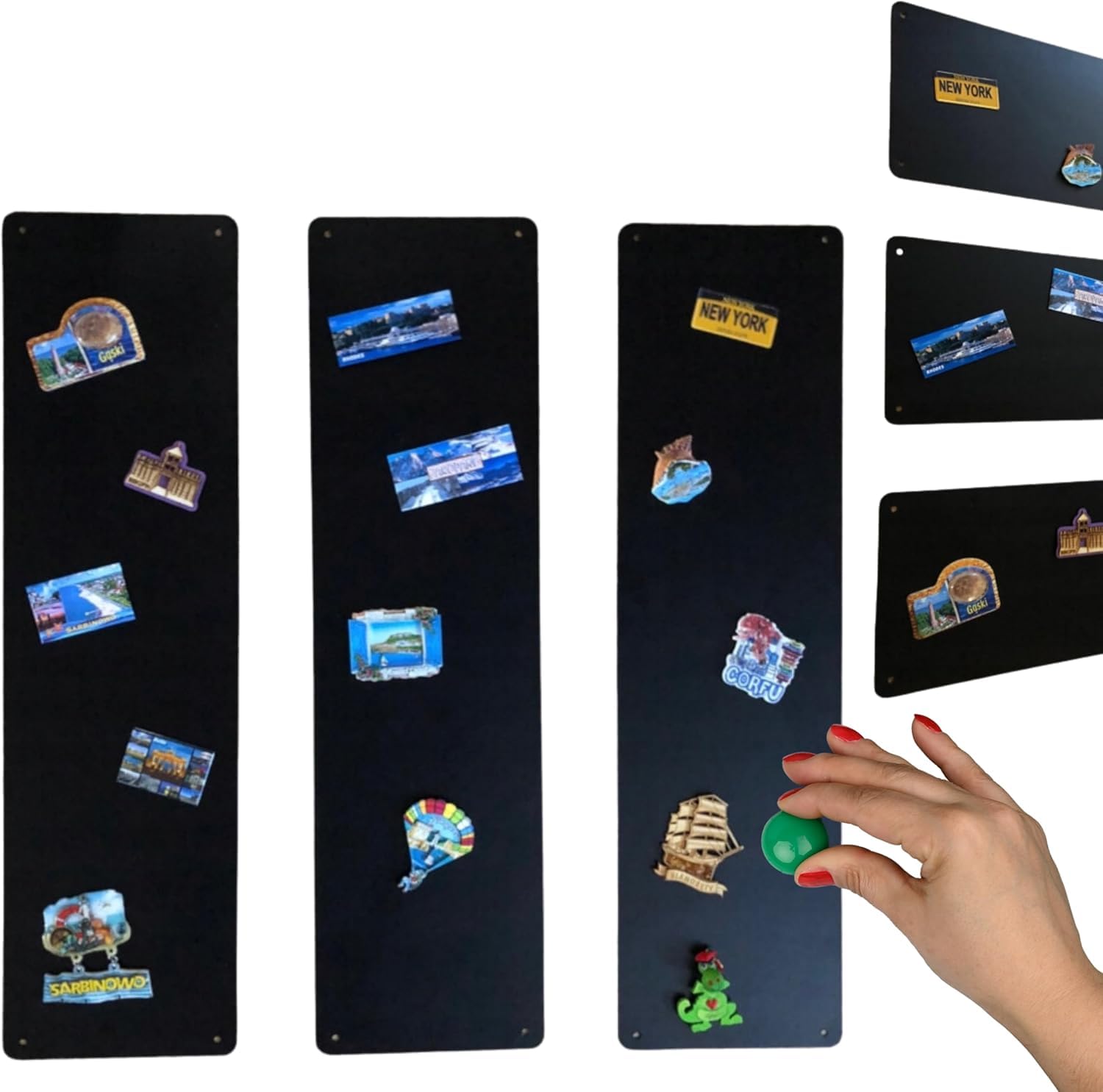 5 x Lavagna Magnetica da Parete in Acciaio Nera 80x22 cm, Memo-Board, Pannello Magnetico per Calamite, Lavagna da Cucina, Ufficio, Camera dei Bambini