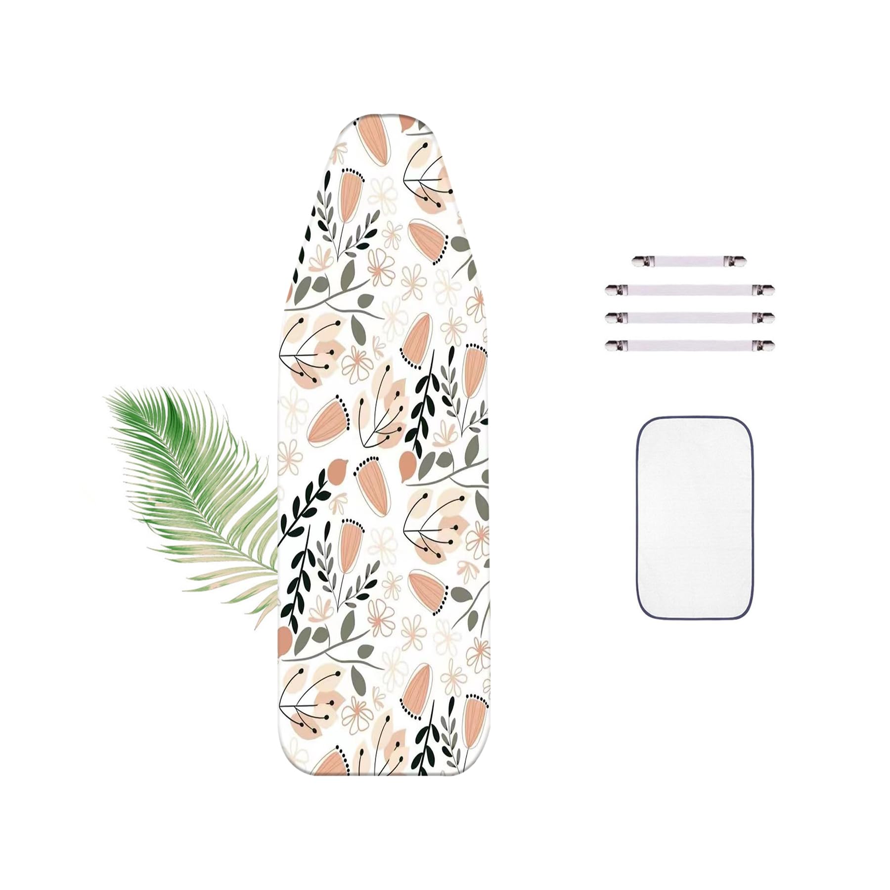 WTAIS Double - Ironing Board Covers, 160x60cm, Extra-Large Size Classic Floral Cotton - Ironing Board Cover, with Fasteners For Steam Ironing Boards