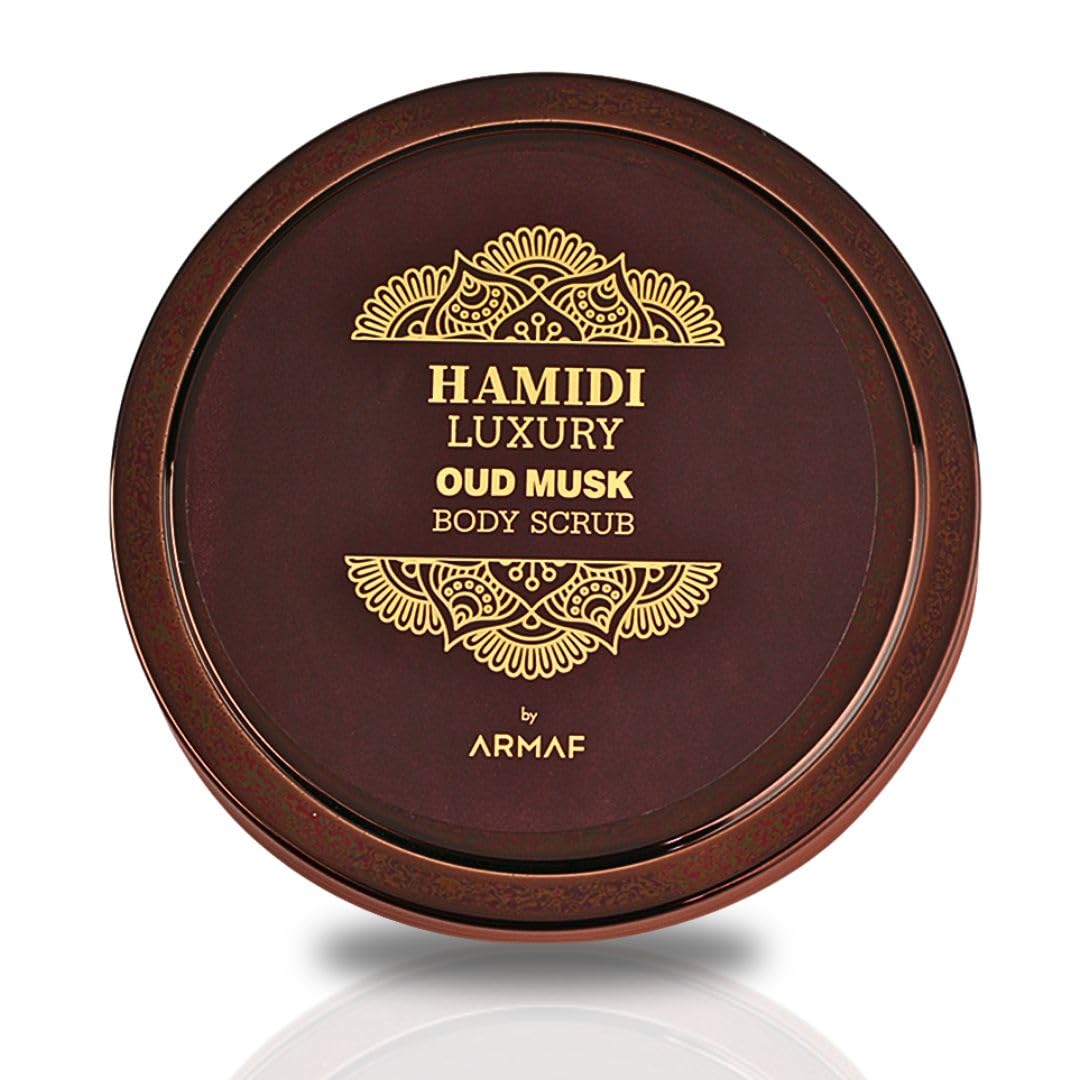 Hamidi Luxury Oud Musk Body Scrub For Women 250ML (8.4 OZ) Exfoliating Body Scrub For Soft And Smooth Skin, Made With Naturally Derived Ingredients For Gentle, Effective And Radiant Skin Care