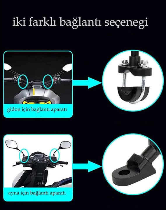 Coverzone Bisiklet Motosiklet ve Scooter için Gidon Uyumlu Telefon Tutucu Orjinal Malzeme Yüksek Kalite Güneşlik Tasarımlı Universal Modellere Uyumlu Kolay Kurulum MT-E