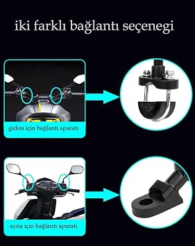 Coverzone Bisiklet Motosiklet ve Scooter için Gidon Uyumlu Telefon Tutucu Orjinal Malzeme Yüksek Kalite Güneşlik Tasarımlı Universal Modellere Uyumlu Kolay Kurulum MT-E