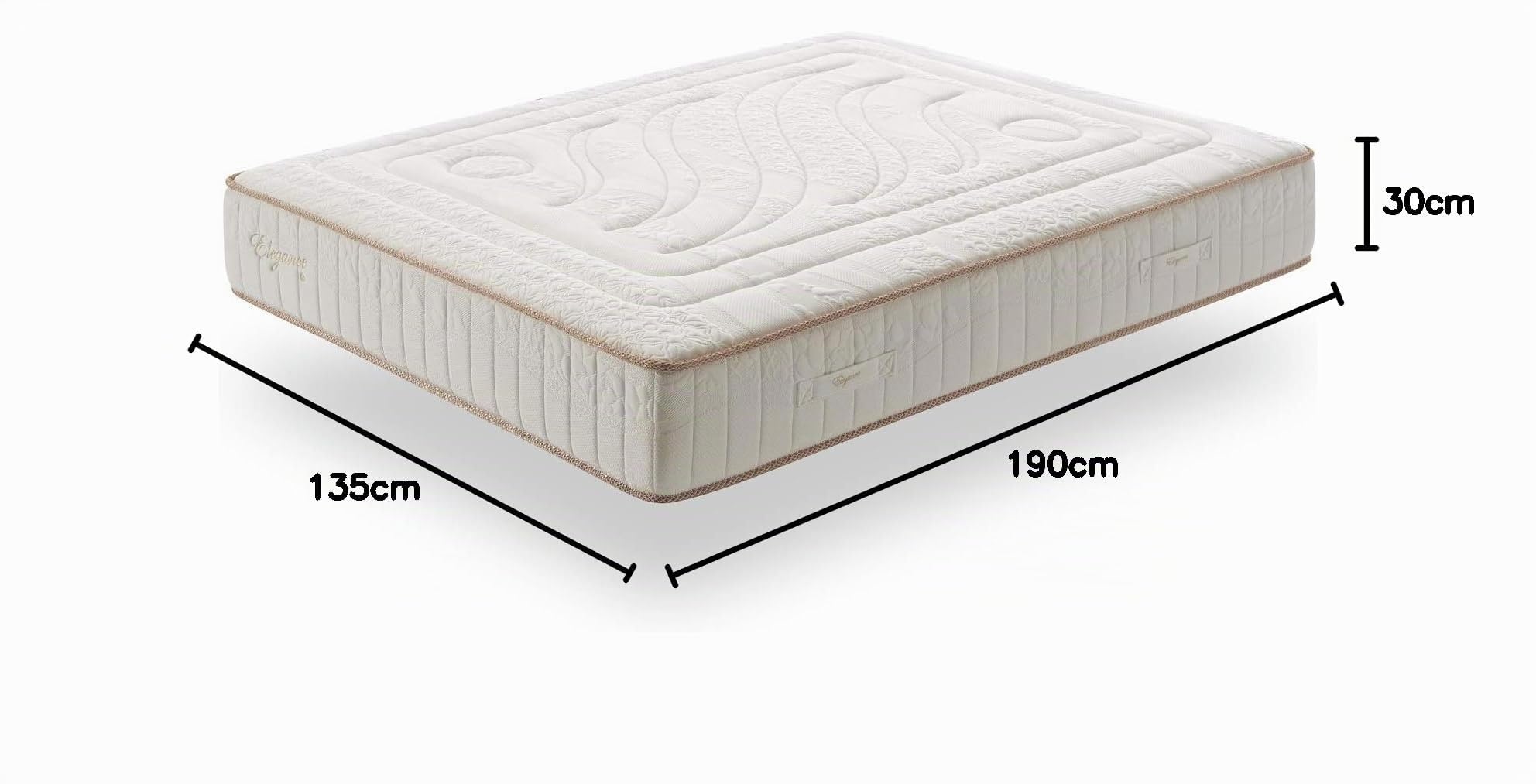Simpur, Colchón Elegance, Muelles Ensacados, Espuma Viscoelástica, Alta Densidad, Firmeza Media/Alta, Multizona de Confort, Independencia de Lechos, Ortopédico, Altura +/- 30cm, 135x190 cm