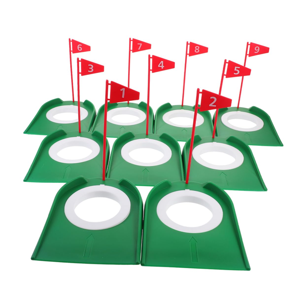 KOMBIUDA Copa y Bandera para Putting de Golf 9 Piezas Abs Verde