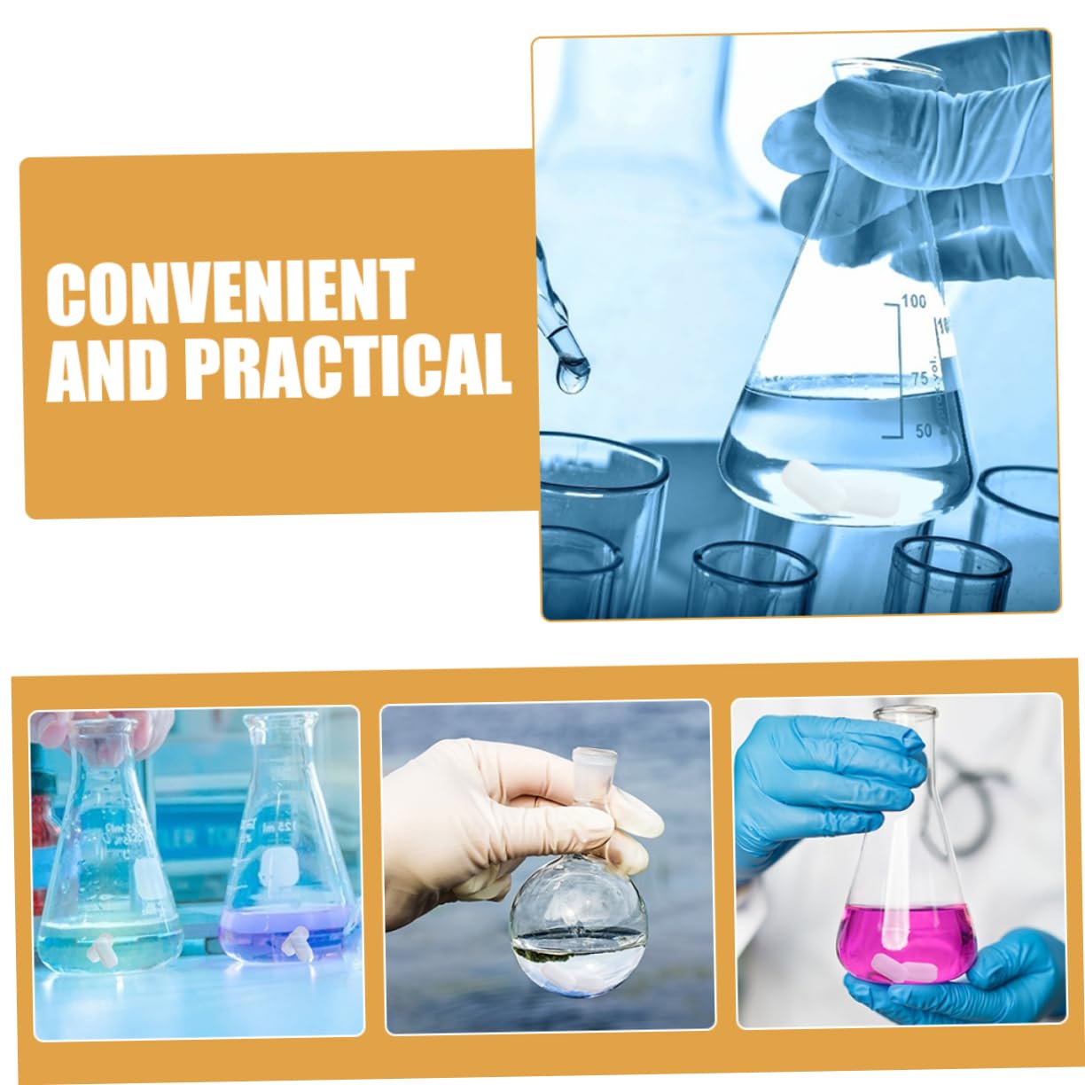 Cabilock Agitadoras Magnéticas en Entornos de Laboratorio Ideales para Mezcladores Alta Durabilidad y Seguridad Mejorada 10 Barras de Ptfe para Laboratorio