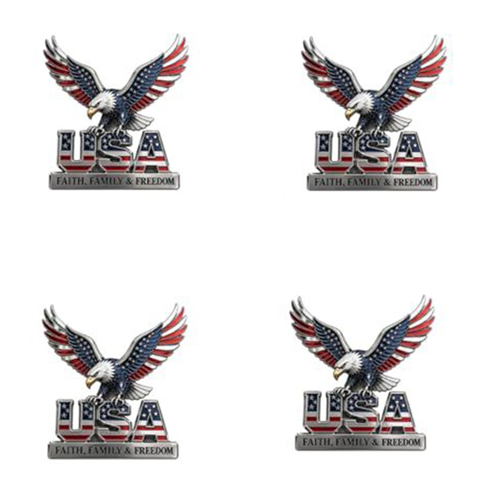 Patriotic Metal Badge for Vehicle Decor, Raised Red White and Blue Detail, 3.54 in Metal Accent for Display Areas Commemorative Badge Flag Inspired Accent Patriotic Vehicle Decor Raised Detail