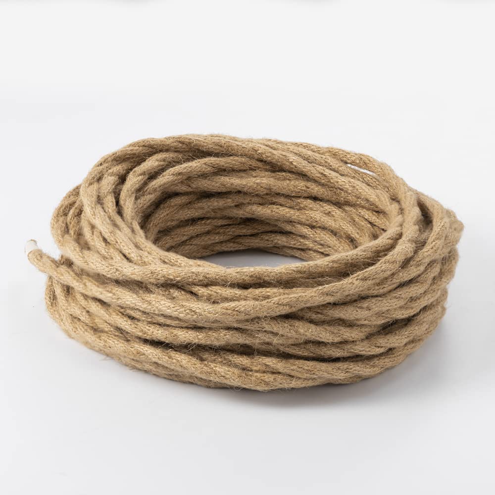 Vecys 15m LED Lighting Cavo Elettrico 3 Core Tessitura Della Corda di Canapa Filo Elettrico Sezione Trasversale 0,75 mm² per Lampada a Sospensione Luci di Cristallo Lampadario Vintage