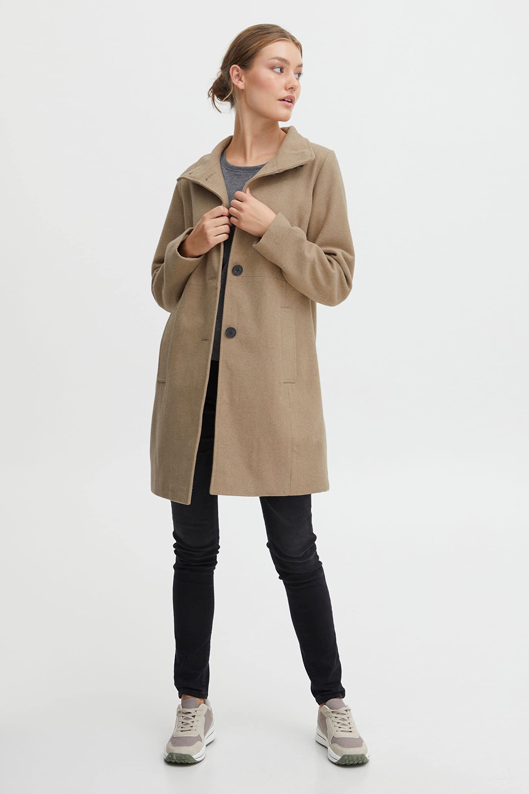 OXMO OXValerine Damen Wintermantel Wollmantel Dufflecoat