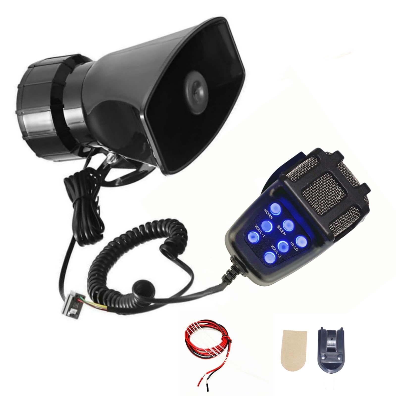 Klaxon de voiture Sirène Klaxon Blu - ray bouton 130db Trompette d'air Amplificateur sonore d'urgence Système de haut - parleurs pa avec microphone 7 tones Car Horn pour 12V camion voiture etc