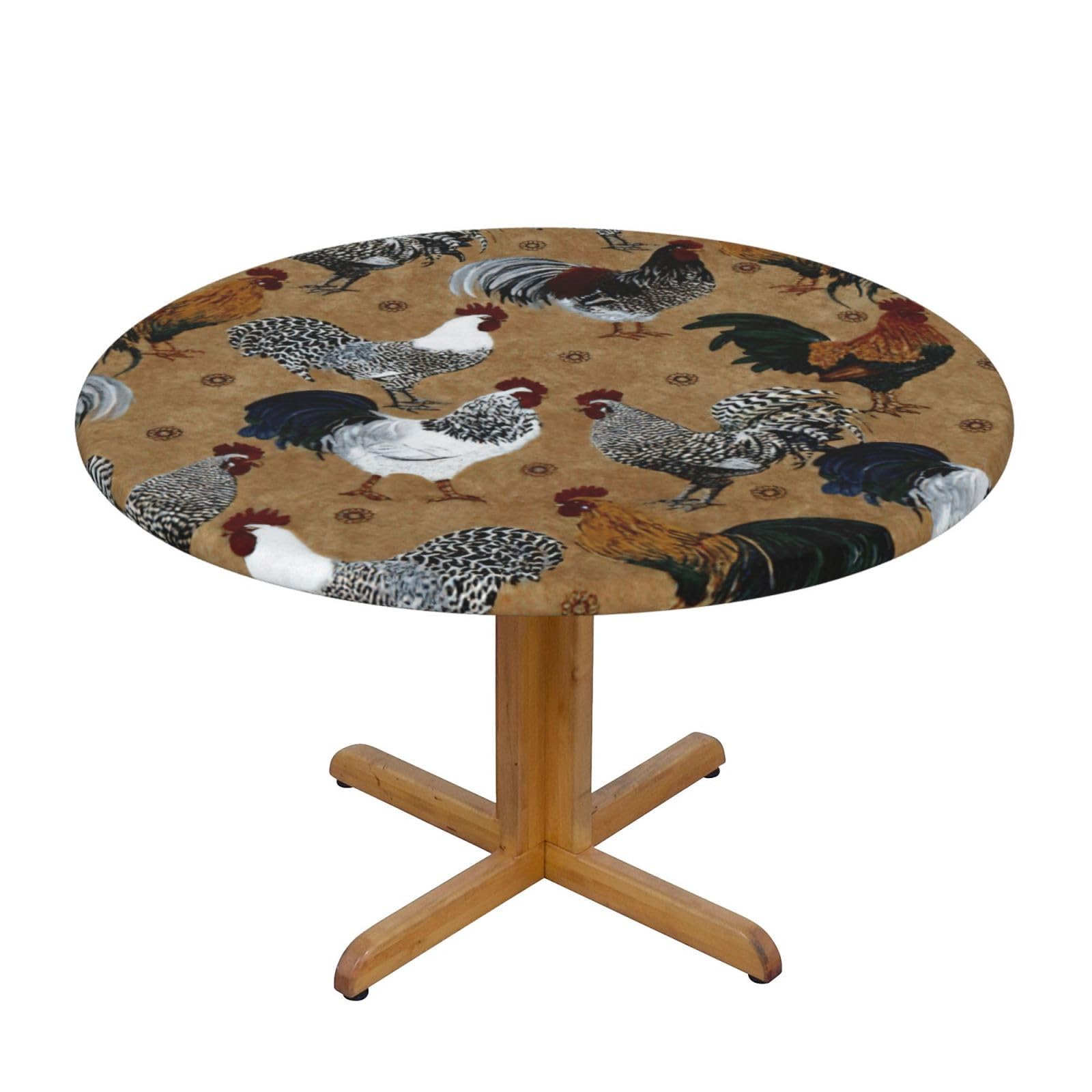 Nappe ronde imprimé coq brillant idéale pour repas de mariage