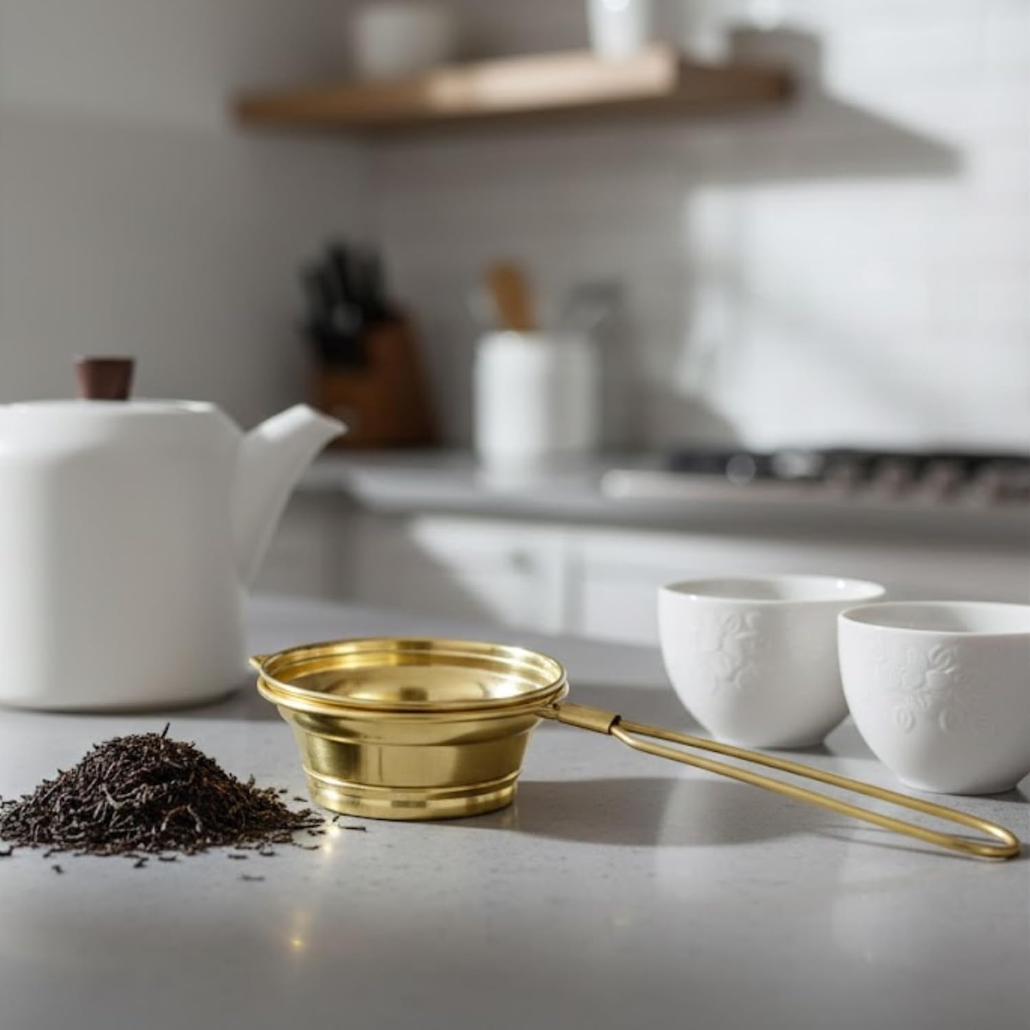 Cleevora Brass Tea Strainer with Handle | Chai channi pital | Loose Leaf Tea & Coffee Steeper peetal | Fine Mesh Eco-Friendly Filter | Durable Reusable Chai Strainer for Kitchen & Gifting 1