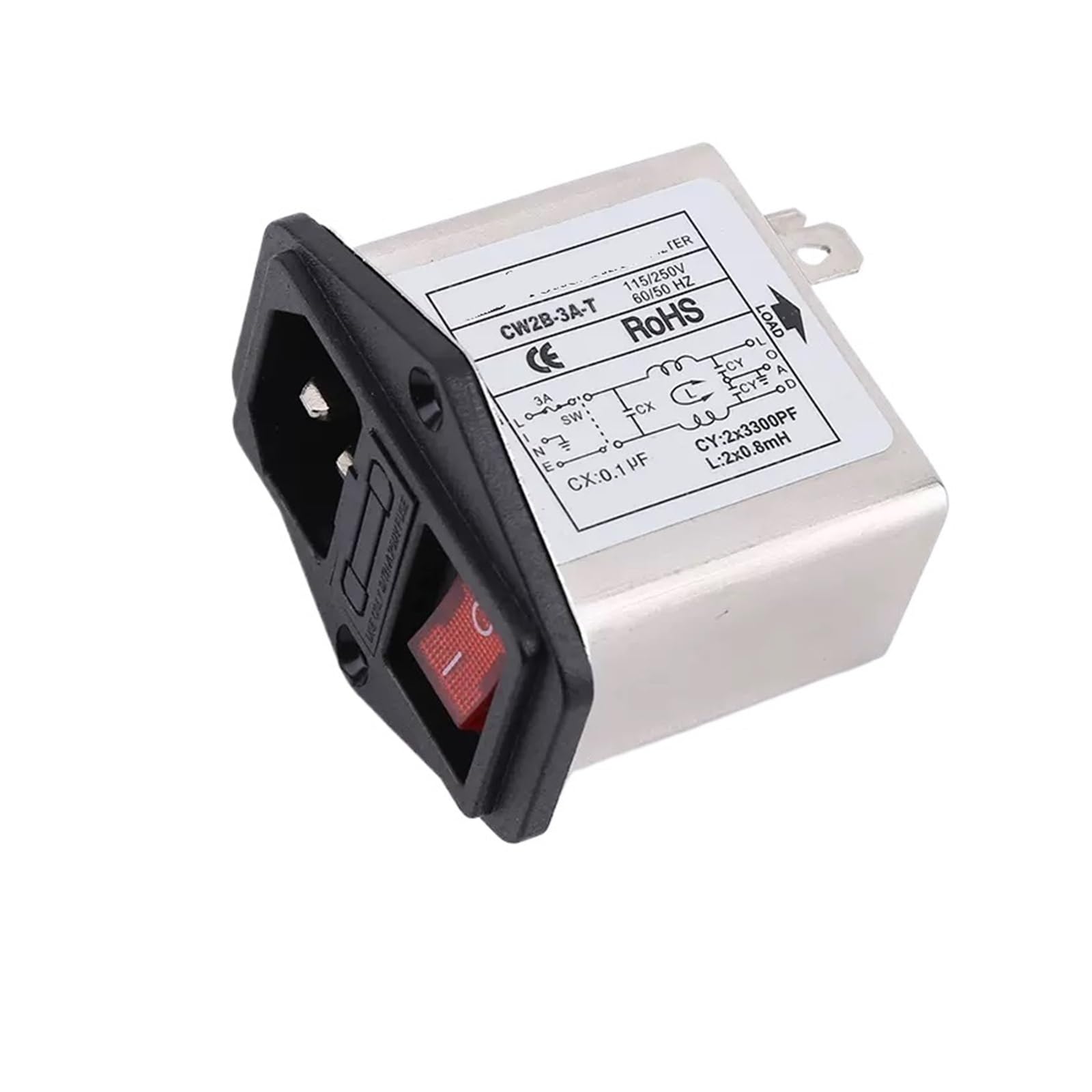 Filtro de luz roja CW2B-3A/6A/10A-T supresor de picos electromagnéticos con interruptor 4