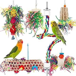 BBjinronjy Bird Toys Parakeet Toy Chewing Shredding Foraging Toys Hanging Toy Bird Shredded Paper Bird Cage Accessories Bird Rope Perch for Conure Cockatiel Budgies Lovebird Parrot