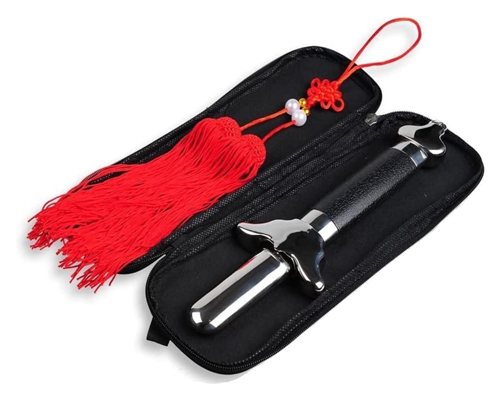 Telescopic Tai Chi Sword Stainless Steel Martial Arts Training with Tassel and Portable Box(92cm)