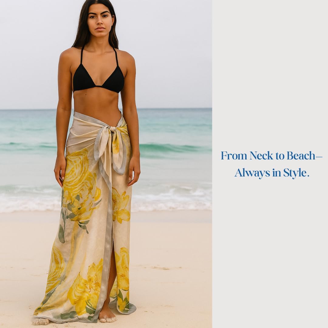 Extra Large Silk Scarf for Women 100% Mulberry Silk Shawl Wrap Oversized Jacquard Floral Scarves with Elegant Gift Box - Image 3