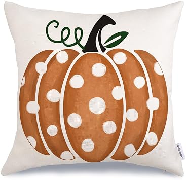 GEEORY Fall Pillow Covers 16x16 inch Polka Dots Pumpkin Throw Pillow Covers for Thanksgiving Decorations and Parties - Decorative Pillow Covers for Couch and Sofa G0114-16
