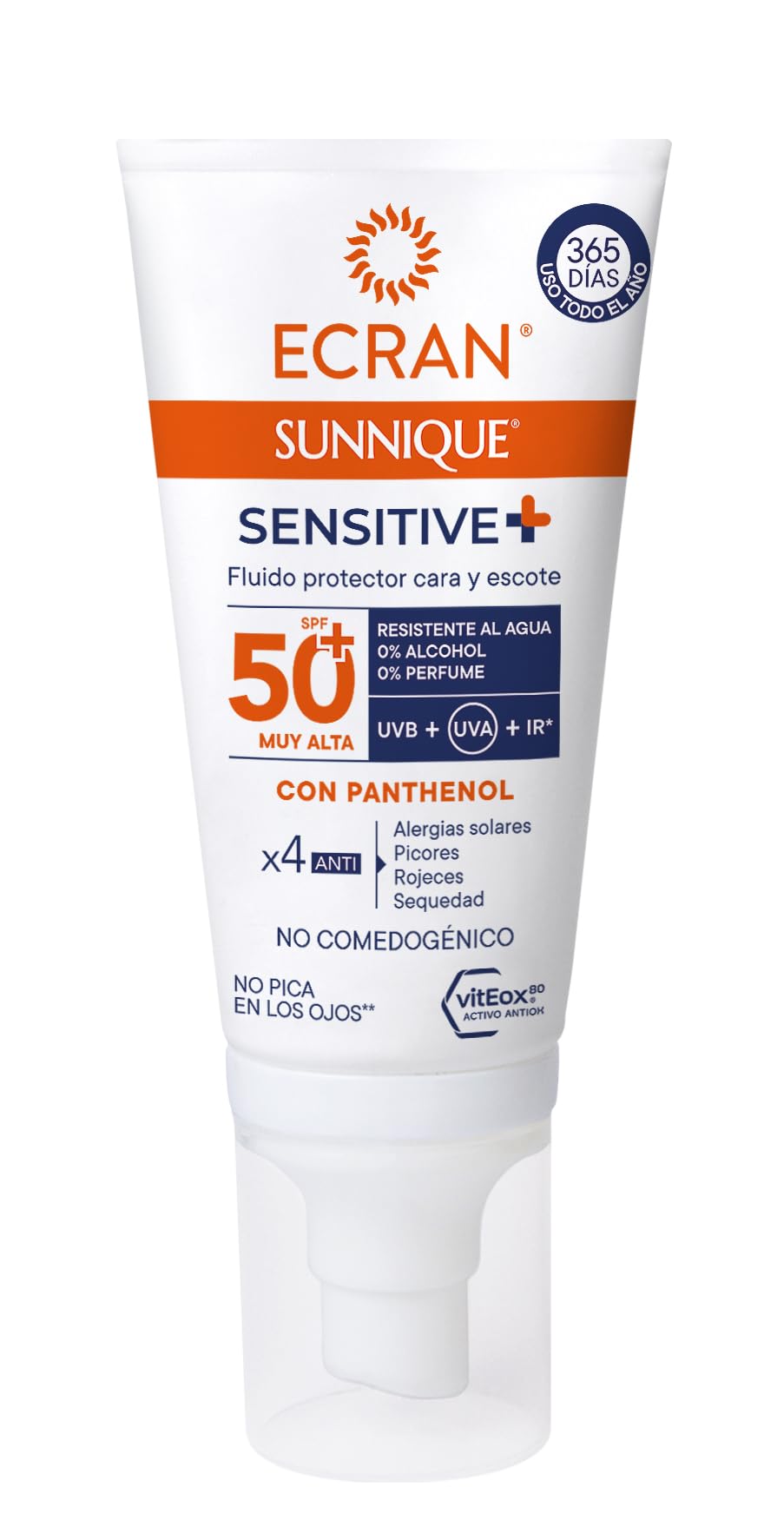 ECRAN Sunnique Sun Cream Sunnique Sensitive+ Fluido Protector SPF 50plus Crème solaire spécialement conçue pour le visage avec SPF 50plus 50 ml