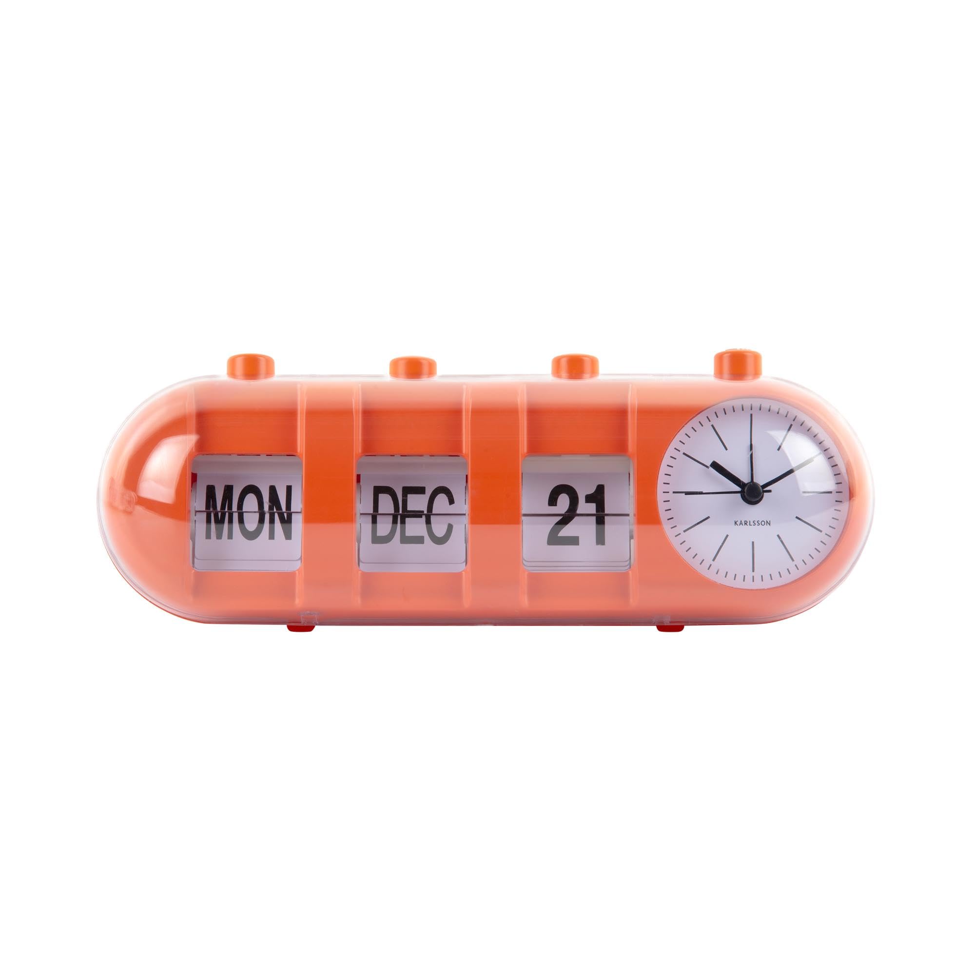 Karlsson Orange Retro Tube Calendar Flip Alarm Clock