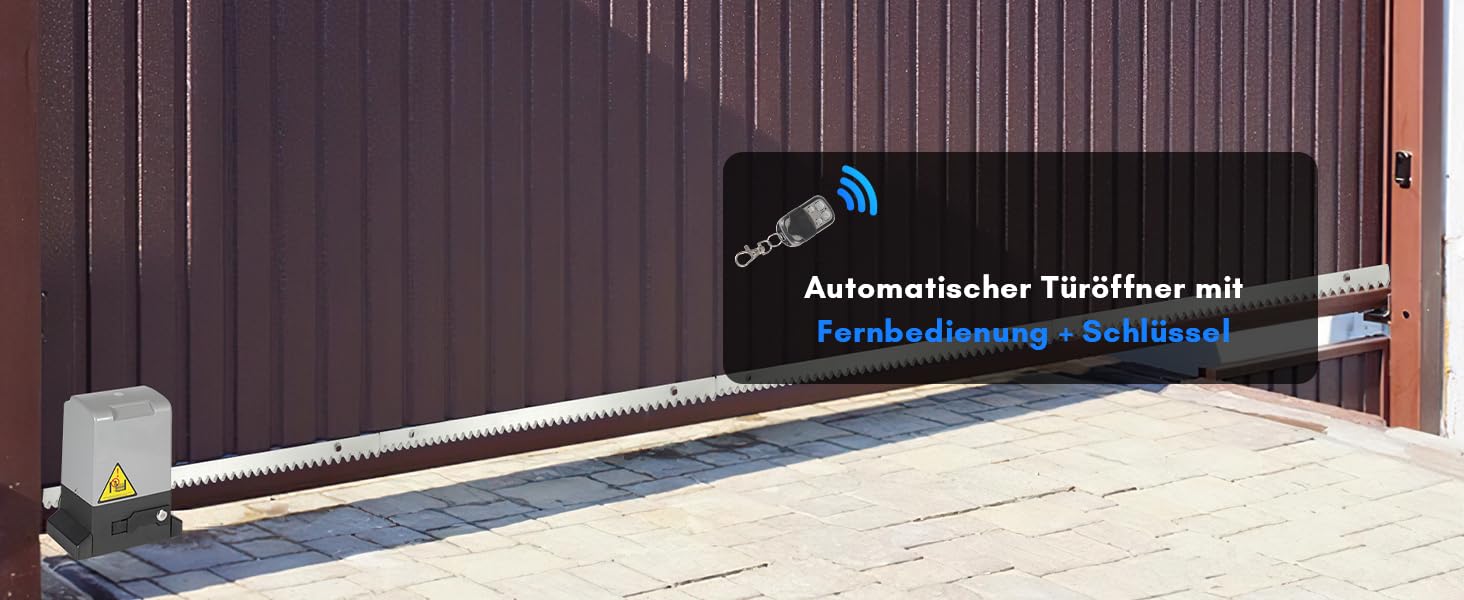 Accionamiento de puerta corredera de 370 W, apertura de puerta automática, carga máxima de 800 kg, con 2 mandos a distancia, 8 estantes y 12 metros de puerta corredera, modelo WiFi Bluetooth