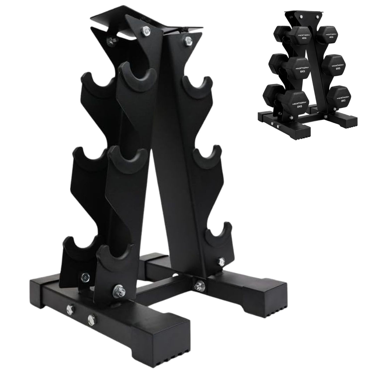 NORTHERN A-Frame Dumbbell Rack Storage Stand, Heavy Duty Steel Weight Holder for Home Gym, Space-Saving Tree Rack Organizer for Dumbbells, Strength Training & Workout Equipment Storage