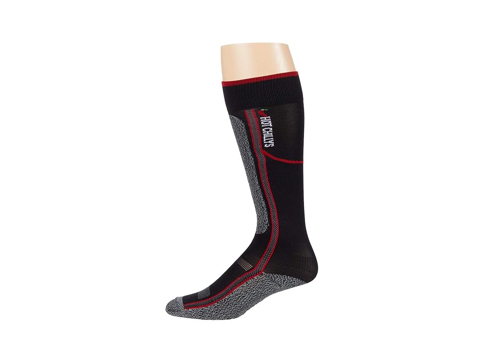 Hot Chillys Elite Heat Low Volume Sock (Black/Red) Men's Crew Cut Socks Shoes INTERNATIONAL SHIPPING
