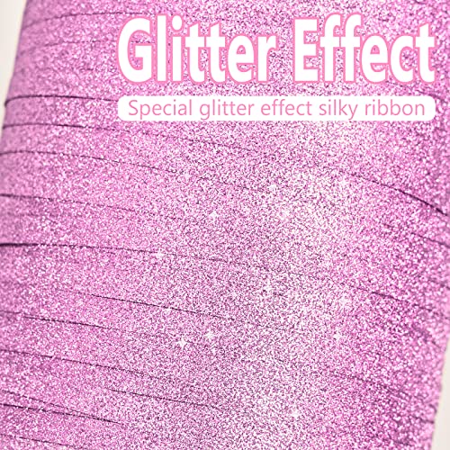 Image of PartyWoo Pink Curling Ribbon for Crafts, 500 Yard Balloon String, Glitter Gift Wrapping, Florist Flower (1 Roll)