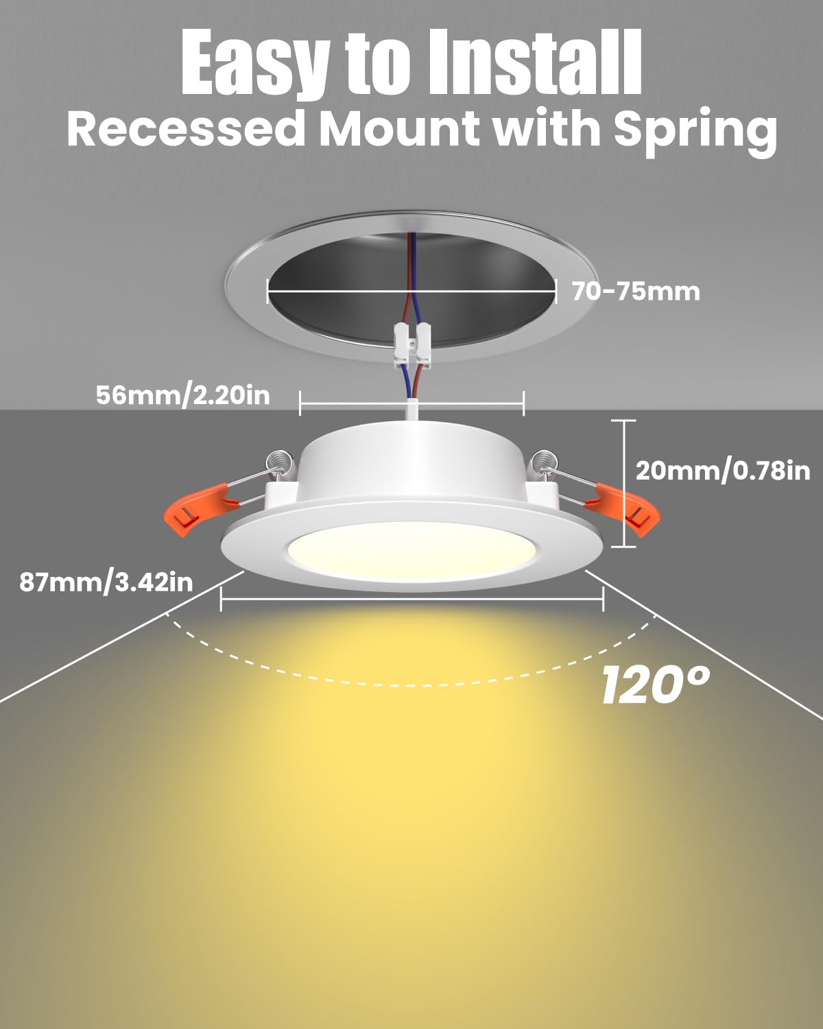 Bonlux Zestaw 2 reflektorów LED do zabudowy, 12 V, możliwość ściemniania, ciepła biel, 3000 K, 3 W, lampa punktowa do zabudowy, ultra płaska lampa sufitowa do łodzi, przyczepy kempingowej, szafy na