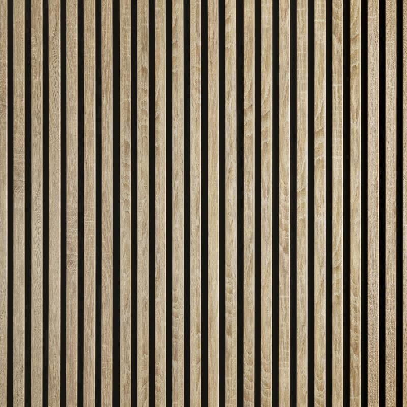 Lot de 7 Panneaux tasseaux bois 250 x 30 x 2 cm - décor chêne clair fond noir - 5,25m²
