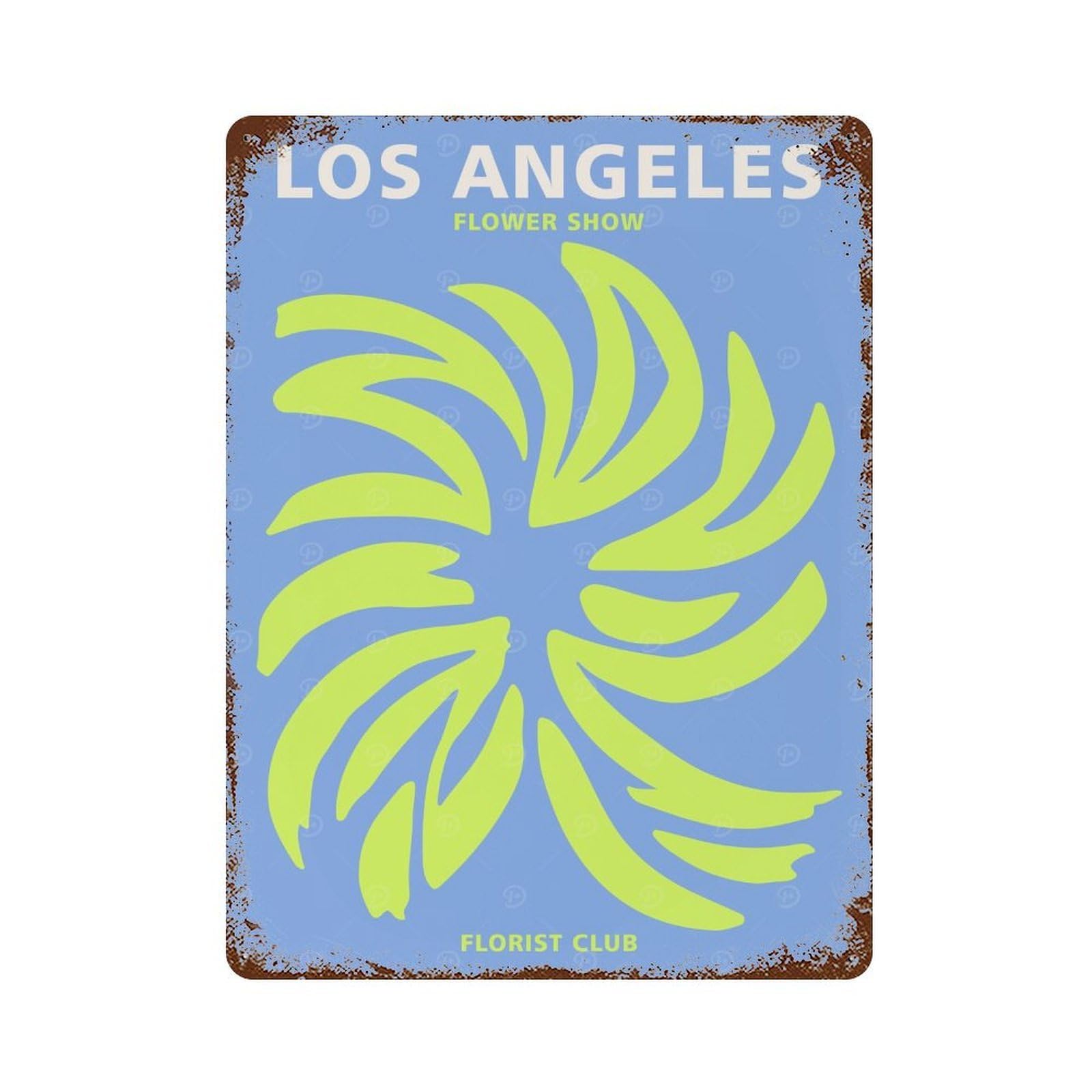 Garage Style Los Angeles Florist Club Rusty Metal Tin Sign 15.7"x11.8", Farmhouse Wall Decor for Bar And Workshop