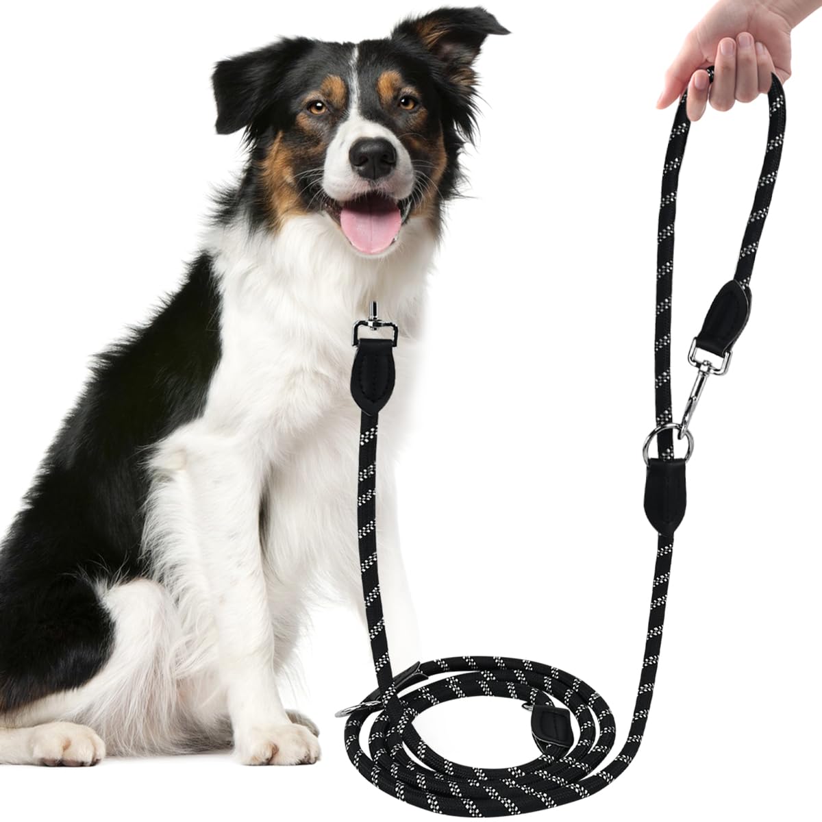 Guinzaglio per Cani, 300cm Guinzaglio Regolabile per Cani Riflettente | Multifunzionale Riflettente Doppio Guinzaglio in Nylon con 2 Moschettoni e Borsa Portaoggetti, Tutti i Cani