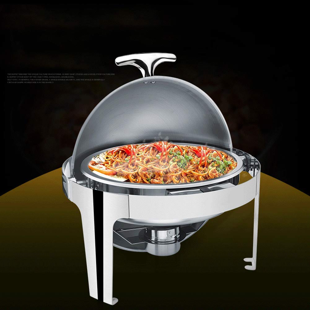Chafers Redondos y Conjuntos de Calentadores de Buffet, Calentadores de Alimentos Bandejas de Calentamiento Acero Inoxidable, Mantiene la Comida Caliente en Eventos con Servicio