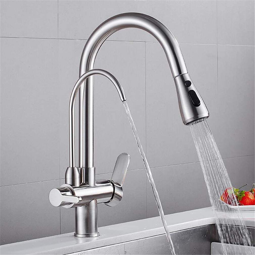 MXXQRHF Kitchen Faucets Brushed Nickel∕Black∕Chrome Crane for Kitchen Water Filter Tap Three Ways Sink Mixer Kitchen Faucet Drinking Water Filter Faucets,Brushed Nickel Auspicious Clouds