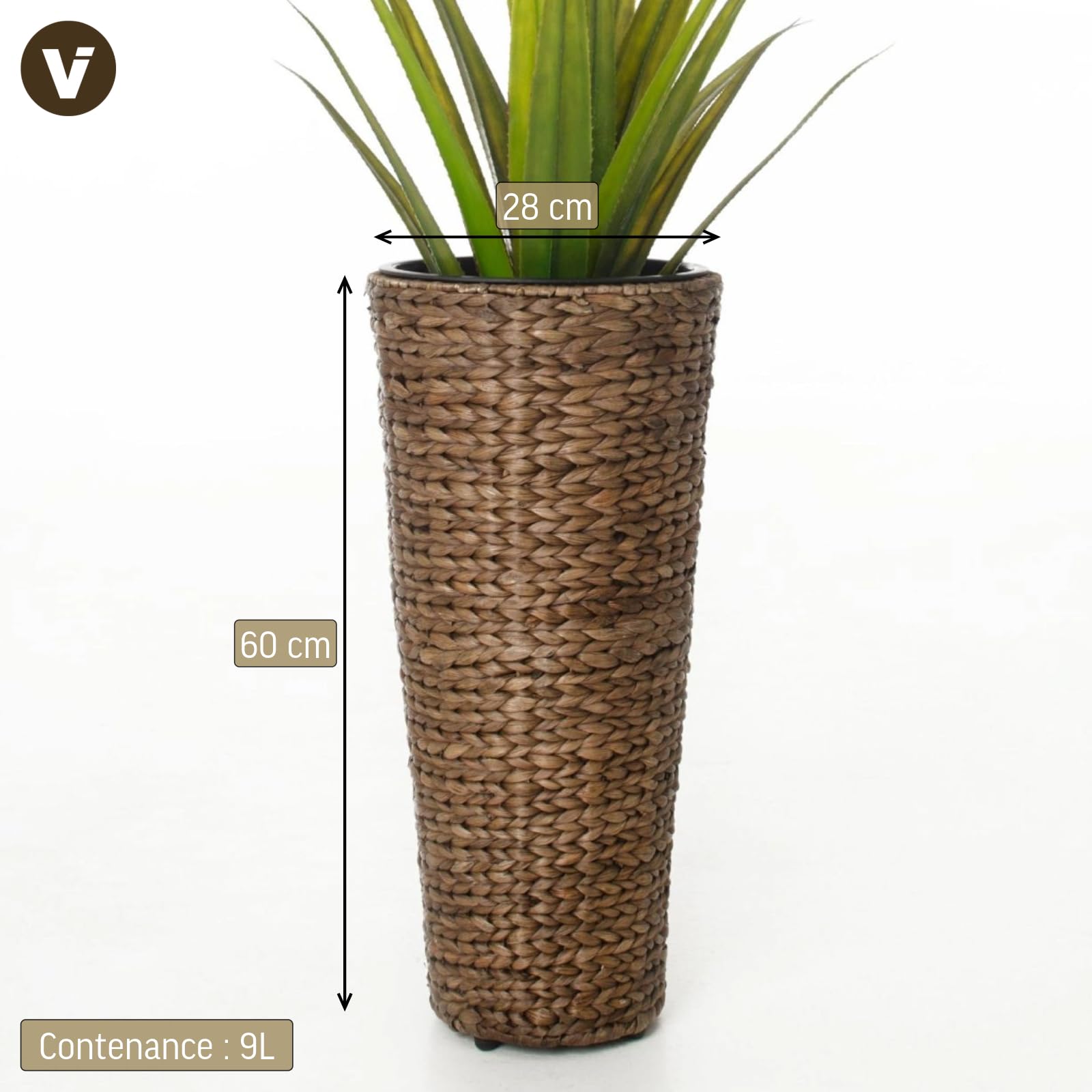 VIVANNO Jardinière Classic Round 60 cm Jacinthe d'eau Brun