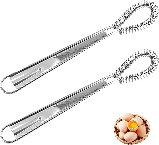 Stainless Steel Mini Whisk, Flat Whisk Egg Blender for Milk Cream Sauce Whisk Blender for Kitchen Baking Beating Cooking, Silver