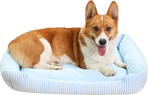 Cama refrescante para perros de verano, cama fresca de seda de hielo para perros y gatos pequeños, medianos y grandes, transpirable, lavable, cama