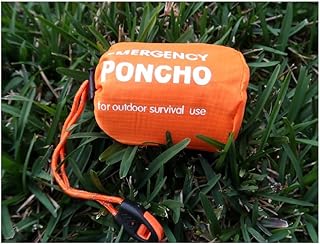 Thermal Mylar Emergency Ponchos Raincoat Blanket Reversible Survival Gear for Sport Outdoor Camping Hiking Traveling with Whistle