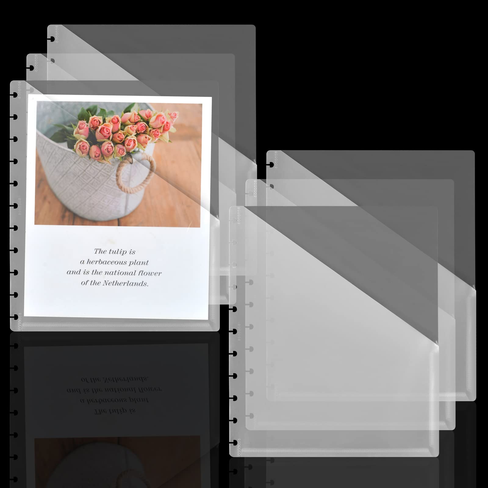 6 Pack Letter Size Discbound Pocket Dividers Discbound Pocket Pages Discbound Notebook Dividers Disc Notebook Accessories Discbound Letter Size Pockets for Discbound Notebooks