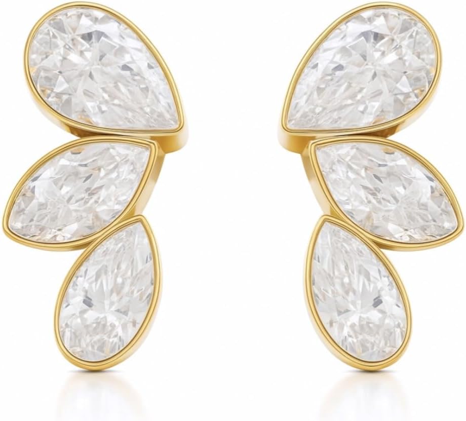 Waterproof Stud Earrings for Women | Hypoallergenic Earrings | Gold Plated Studs | Silver Studs | 18K Gold PVD Plated | Tarnish Free Jewelry | Cubic Zirconia Earrings