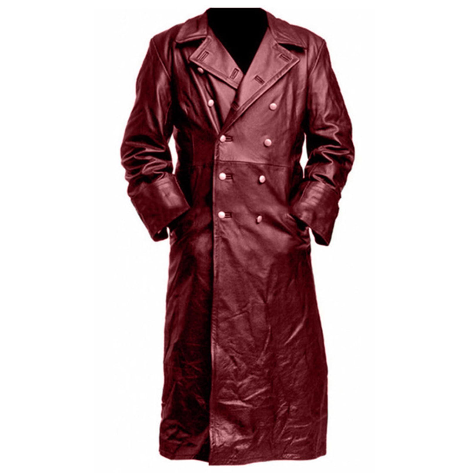 Generico Autunno E Inverno retrò Uomo Sexy Pelle PU Tempo Libero Stile Lungo Trench in Pelle Cappotto Viaggio All'aperto Vestiario