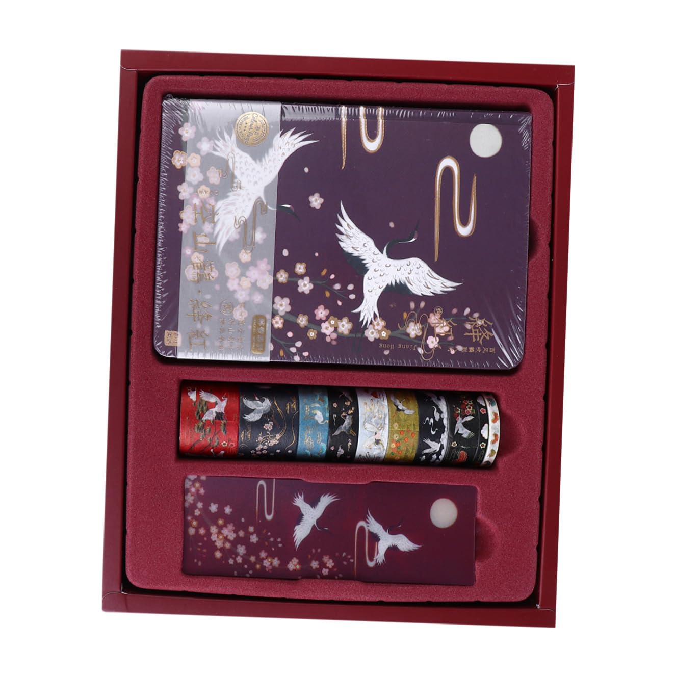 Carnet D'écriture Relié Rouge en Papier, Pages Peintes et Coins Arrondis