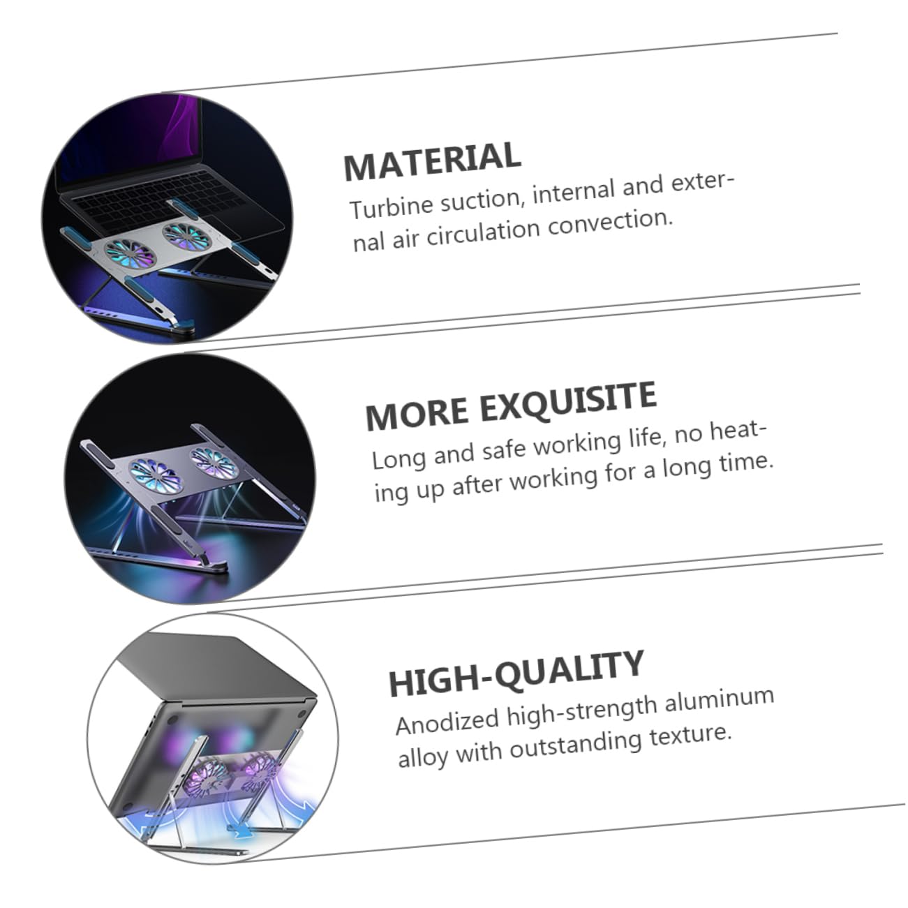 Uonlytech Verstellbarer Gaming Laptop Kühler aus Aluminiumlegierung mit Turbinen Saugfunktion und Innen Sowie Außenluftzirkulation für Effiziente Kühlung und Arbeit