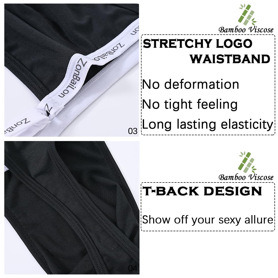 JINSHI Perizoma da uomo in viscosa di bambù regolabile in vita sexy T-back Tagless biancheria intima