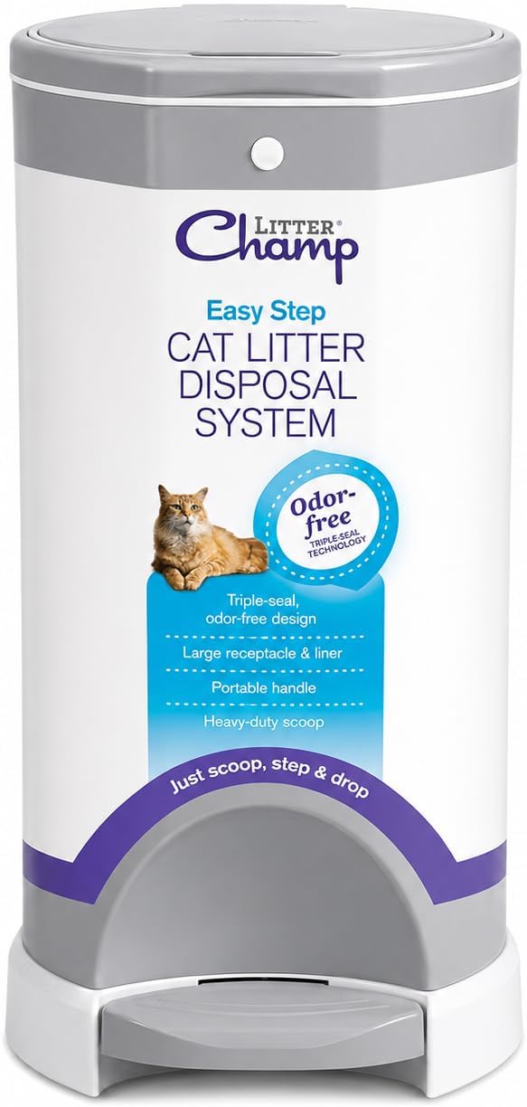 OFT Litter Champ Premium Odor-Free plastic Cat Litter Disposal System,4 gallon, Gray