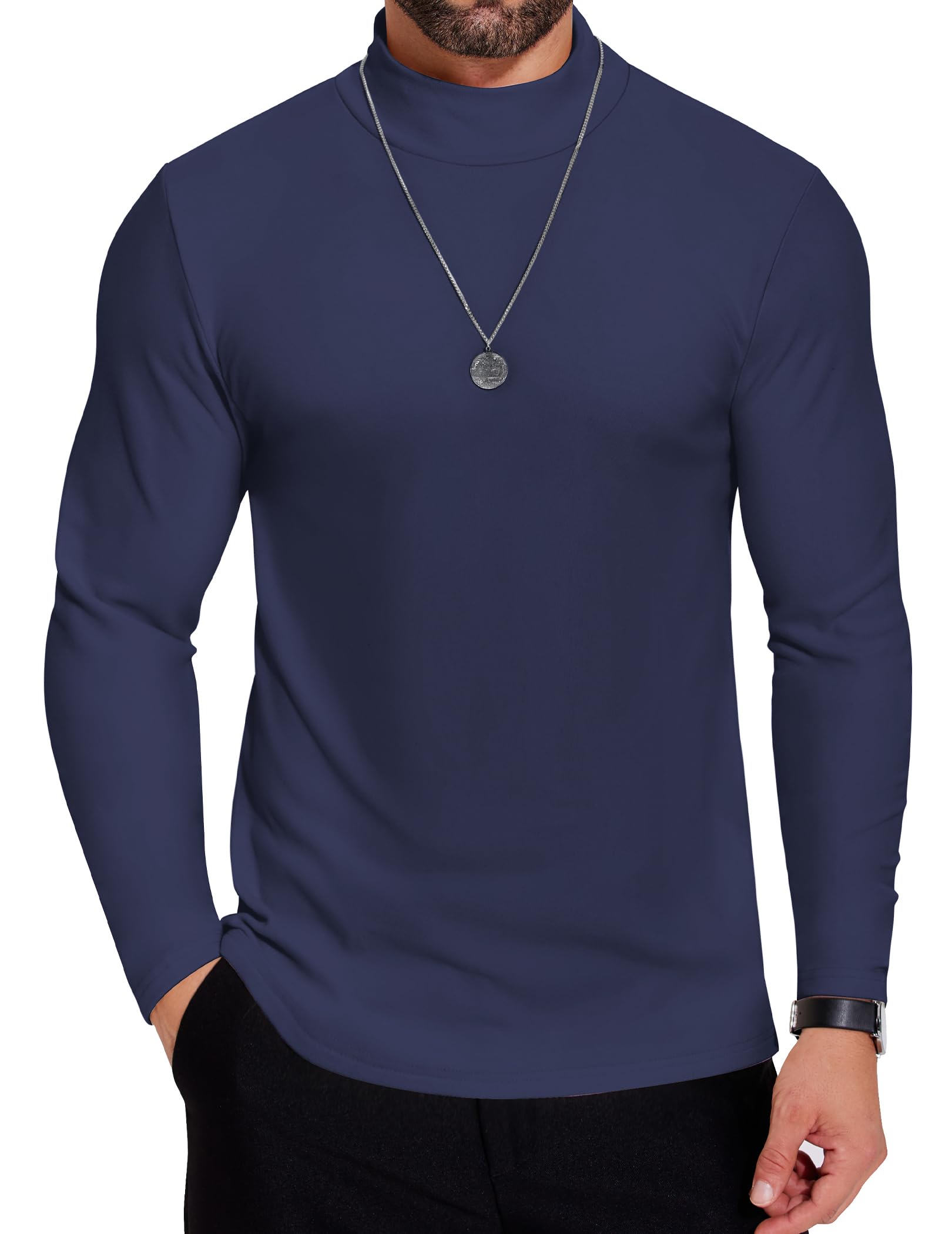 COOFANDY Rollkragenshirt Herren Longsleeve Rollkragenpullover Langarmshirt Einfarbig Rollkragenpulli Unterzieh Pullover