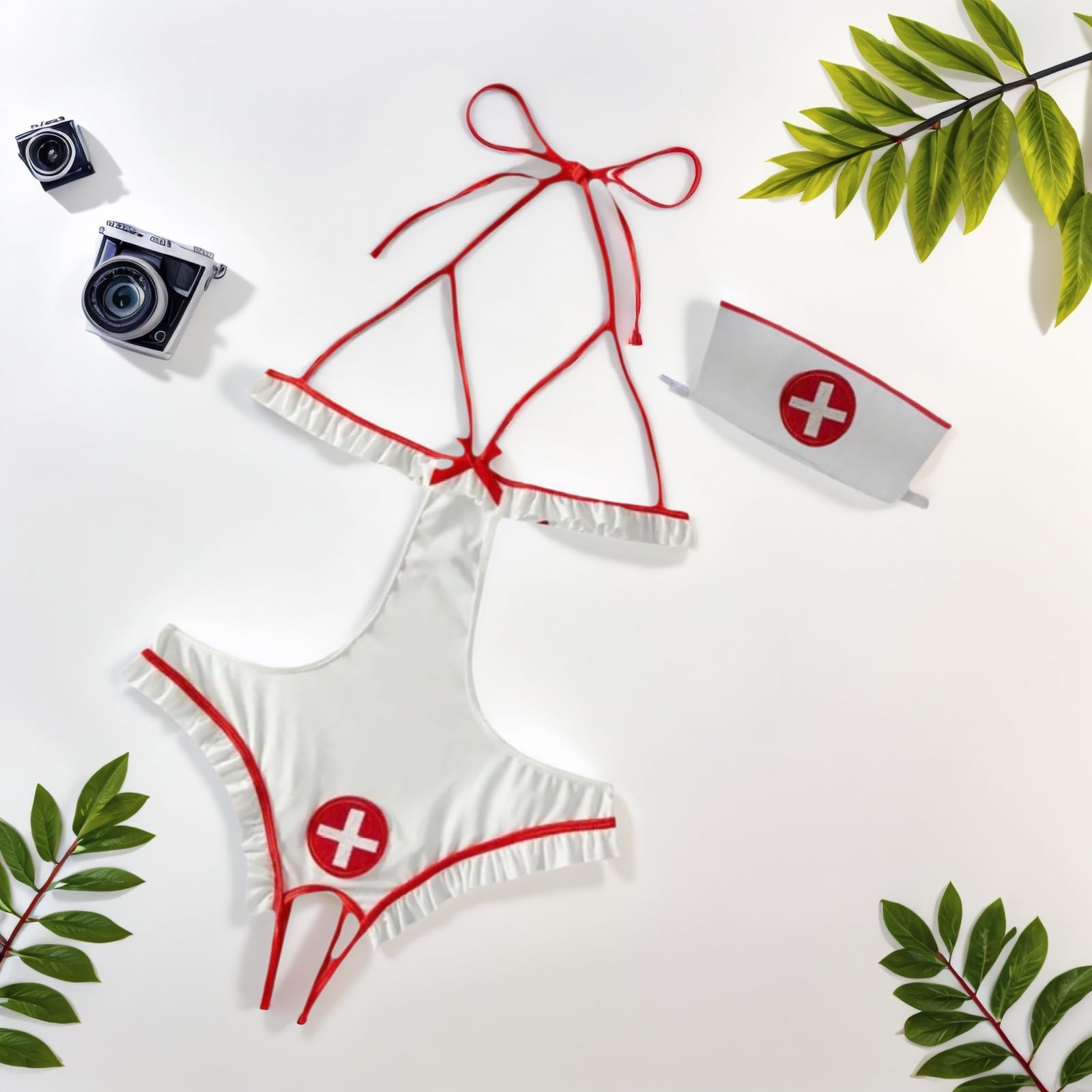 Sexy Lingerie for Women cut out Bra Role Playing Lingerie Sets One Piece Nurse Costume Mini Bodysuit